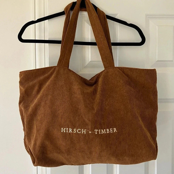 Hirsch + Timber Handbags - EUC Hirsch + Timber Brown Corduroy Zip-up Tote Bag
